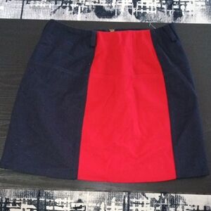 Express Navy, Green and Red Colorblock Mini Skirt